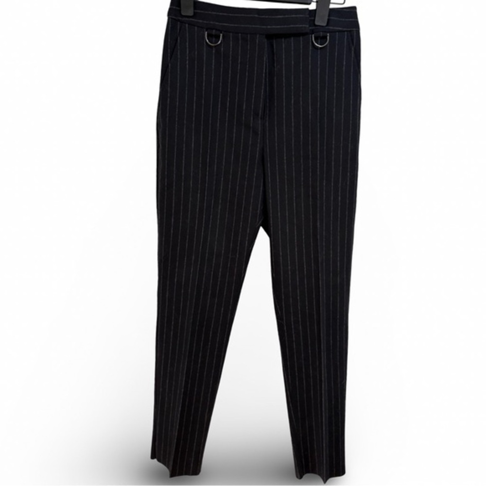 Maxmara black straight leg wool and cashmere blend pinstriped pants